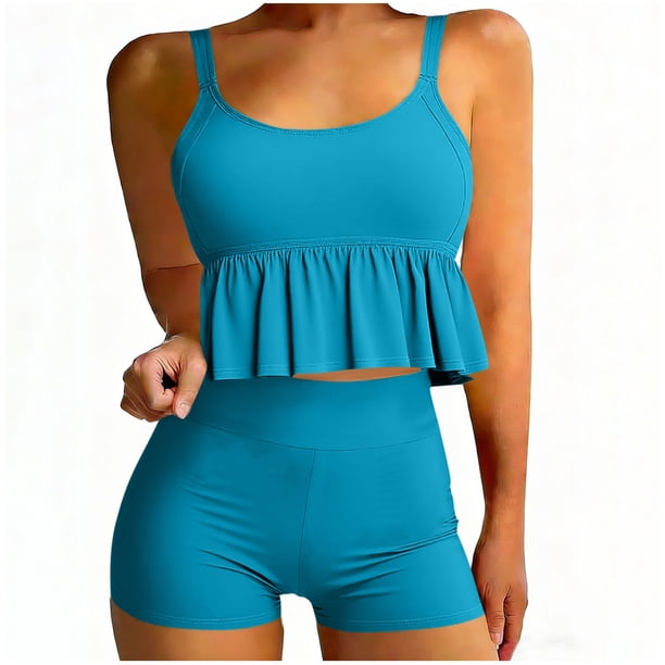 Traje de baño Tankini vintage estampado para mujer Traje de baño conservador Falda de playa estampada para mujer Traje de baño de dos piezas para mujer Trajes de baño tankini para mujer Traje de baño