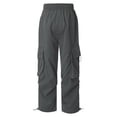 thumbnail image 4 of Yeahdor Kids Girls Casual Cargo Pants Solid Color Joggers Sweatpants with Four Pockets Hip Hop Dance Trousers Dark Gray 14-15, 4 of 7