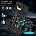 thumbnail image 2 of Drop Resistant Armor Case for Samsung Galaxy A12 6.5 Inch with Camera Slide Design Adjustable Ring Kickstand Phone Cover for Samsung Galaxy A12,Black, 2 of 7