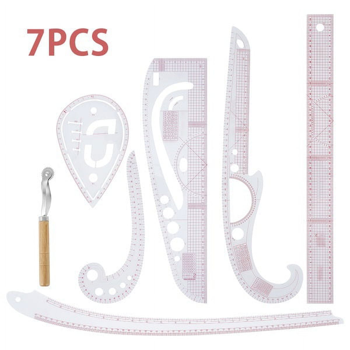 4Pcs French Curve Ruler Set Beveled Metric Shaped Ruler for Sewing