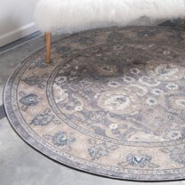 Unique Loom Salzburg Collection Area Rug - Gaisberg (5' Round Gray/Light Blue)
