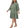 thumbnail image 4 of Agnes Orinda Plus Size Dress for Womens V Neck Tie Lace Sleeve Casual Summer Ruffle Hem Midi Flowy Dress, 4 of 5