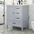 thumbnail image 3 of 30" Bathroom Vanity with Sink, Modern Bathroom Cabinet Storage Cabinet with a Door and 3 Drawers, Freestanding Bathroom Vanities with Solid Wood Legs and Adiustable Foot Pads, Grey, 3 of 7