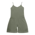 thumbnail image 3 of Aihuaihua Ribbed Bodysuits for Women Yoga Workout Spaghetti Strap Shapewear Ribbed Sleeveless Going Out Bodycon Shorts Jumpsuit Army Green XL, 3 of 5
