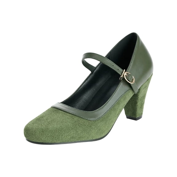 Win s Way Women's Oktoberfest Mary Jane Shoes Suede Heel Dress Pumps