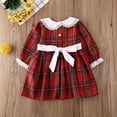 thumbnail image 2 of Big Little Sister Matching Outfits Baby Girl Plaid Christmas Dress Newborn Toddler Doll Collar Lace Princess Dress Romper, 2 of 7