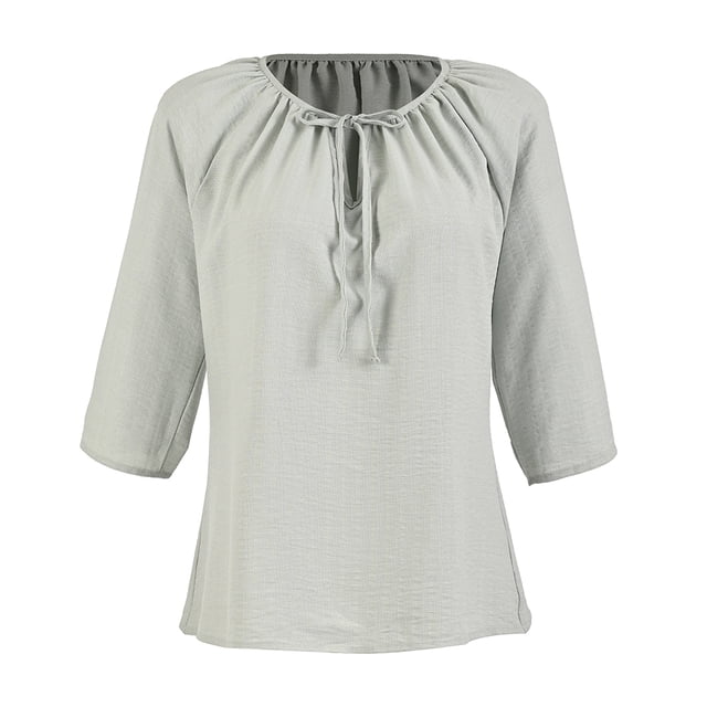 Blusa George para Mujer, Manga Ranglan con Plisado en Escote con Jareta Sage G Talla CH