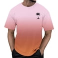 thumbnail image 2 of Mens T-shirts Short Sleeve Summer Gradient Color Print T Shirt Breathable Casual Daily Wear Outdoor Beach Tees Orange M, 2 of 4