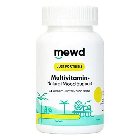 MEWD Teen and Kids Daily Multivitamin Gummy with Natural Mood Enhancer,Vegan,Immune System Booster Supplement,Kids Vitamin with Iron,Zinc,Gluten Free-Focus Vitamin for Kids-Brain Health-Made in USA