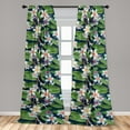 thumbnail image 4 of Ambesonne Tropical Curtains, Hibiscuses Colorful Exotic, Pair of 28"x95", Fern Green Coral and Blue, 4 of 5