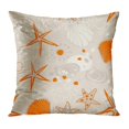 thumbnail image 1 of BOSDECO Brown Shell Beach Orange Sea Summer Pattern Floral Sand Pillow Case Pillow Cover 16x16 inch, 1 of 1