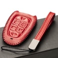 thumbnail image 4 of Vitodeco Leather Smart Key Fob Case Cover Protector Compatible with Tucson, Santa FE, Sonata, Nexo (2019 - 2024 Models) - 6-Button, Red, 4 of 5