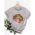 thumbnail image 3 of Camiseta de manga corta para mujer, ropa con estampado de leopardo, corazón de amor, tendencia bonita, informal, 3 of 5