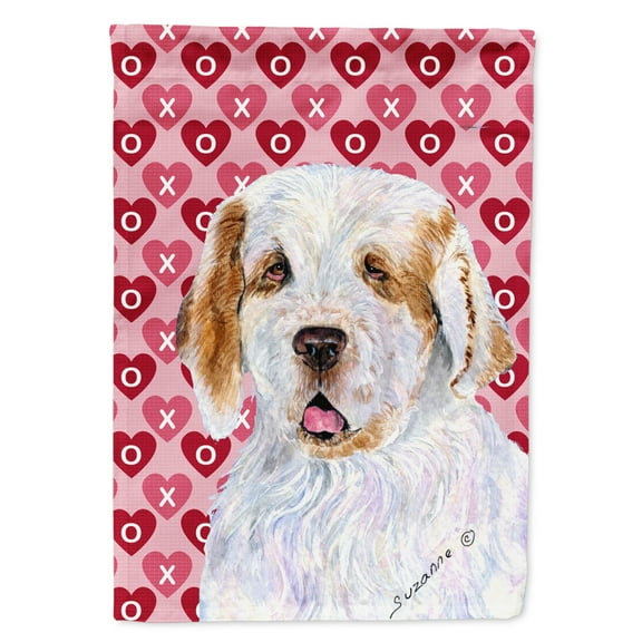 Carolines Treasures SS4500-FLAG-PARENT Clumber Spaniel Hearts Love and Valentines Day Portrait Flag  multicolor