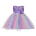 thumbnail image 1 of POINTERTECK Robe Formelle pour Filles, Sequins Fleuris, Col Rond, Sans Manches, Robe de Princesse Bleue 9-10 Ans, 1 of 10