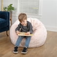 thumbnail image 4 of Pemberly Row Small Blush Furry Refillable Bean Bag Chair for Kids and Teens, 4 of 28