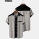 thumbnail image 5 of Camisas Vaqueras Para Hombre Camisas con estampado de rayas de tendencia de verano para hombres, camisas con botones de manga corta, blusa, blusa informal suelta con solapa, ropa para (Grey, XXL), 5 of 7