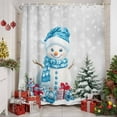 thumbnail image 3 of Christmas Shower Curtain, Blue Snowman Xmas Tree Balls Winter Snowflakes Waterproof Fabric Shower Curtains with 12 Hooks, Bathroom Curtain Set for Bathroom Accessories Decor, 48 x 72 Inches, 3 of 9