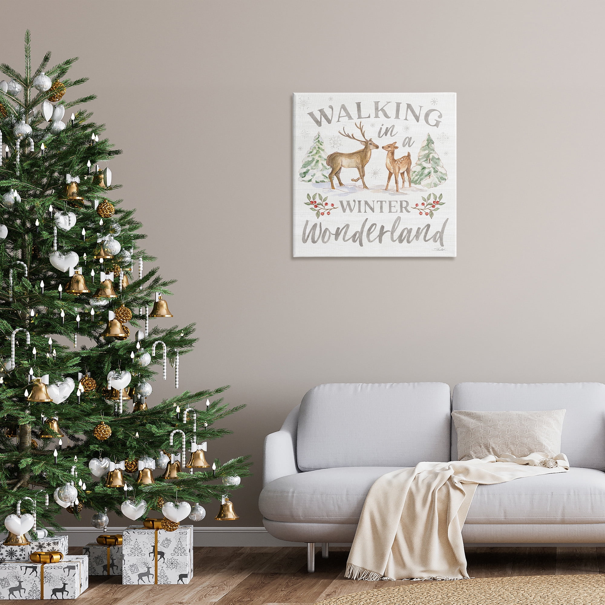 Stupell Industries Winter Wonderland Snow Scene Holiday Painting Gallery Wrapped Canvas Art Print Wall Art, 30 x 30