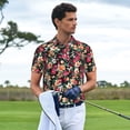 thumbnail image 4 of Daiia Many Kind Of Flowers Pattern Men’s Polo Shirts,Solid Deck Shirt,Classic Fit, Breathable Cotton Polo for Casual and Sport Wear-4X-Large, 4 of 7