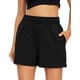 thumbnail image 1 of AUTOMET Pantalones cortos deportivos para mujer, informales, de verano, de cintura alta, cómodos pantalones cortos para correr, pantalones cortos de gimnasio con bolsillos, color negro, 1 of 5
