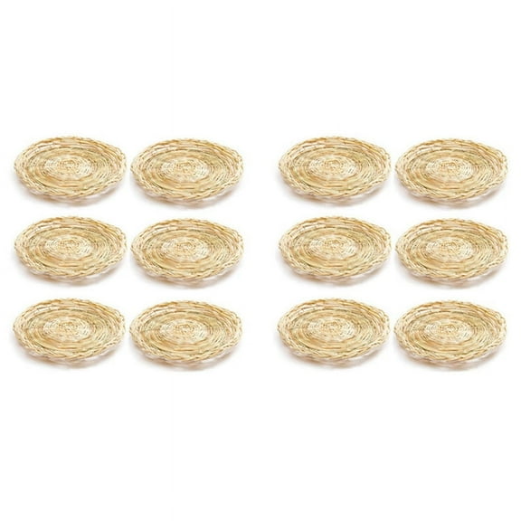 12Pcs Bamboo Paper Plate Holder - 10 Inch Round Woven Plate Holder, Reusable Paper Plate Holders for Picnic Party