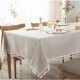 thumbnail image 4 of CFen-Mantel rectangular de algodón y lino con estampado A rayas, cubierta de mesa con borlas para el hogar, cocina, banquete, 1 unidad, 4 of 5