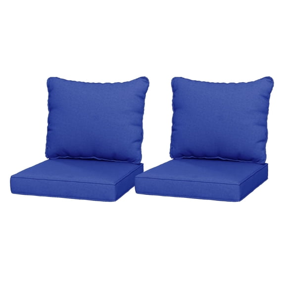 SAZYY Set of 4 Patio Chair Cushions with Seat & Backrest, Fade Resistant Waterproof Replacement Cushion Set for Outdoor Dining, Navy Blue