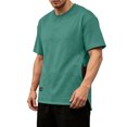 thumbnail image 3 of BiZtdJrK Men's Hidden Pocket T-Shirt Round Neck Short Sleeve Slit Tees Casual Base Layer Tops Summer Going Out Outfits Green XXXL, 3 of 8