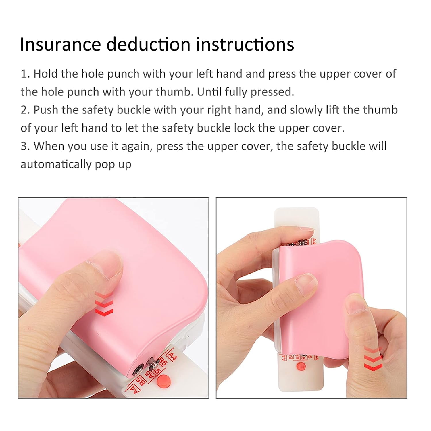 ABCISI 6 Hole Punch, Loose Leaf Paper Puncher for A4/A5/B5 Size, Portable Handheld Metal Circle Punch Paper Puncher, 5 Sheet Capacity, Pink