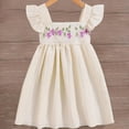 thumbnail image 3 of CYRBOKO Girls Casual Dresses, A-line Comfy Summer Flutter&nbsp;Sleeve Midi Dresses Beige Size 4-5 T, 3 of 6