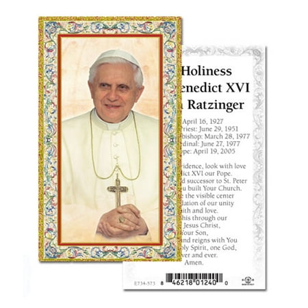 

Pope Benedict XVI Gold-Stamped Catholic Prayer Holy Card with Prayer on Back Pack of 100
