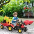 thumbnail image 2 of Childrens Bike, 3 in1 Kids Ride On Excavator/Bulldozer, Pedal Car Digger Toy Move Forward/Back with 6 Wheels and Detachable Cargo Trailer, Yellow Kids Bike,Steel Girls Bike, 2 of 7