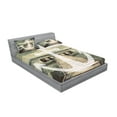 thumbnail image 2 of Ambesonne Nautical Fitted Sheet & Pillow Sham Set, Anchor Ocean Waves, Queen, Grey and Brown, 2 of 2