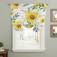 thumbnail image 2 of Yellow Daisy Tie Up Curtains for Windows, Adjustable Balloon Window Shades, Farmhouse Country Flower Leaf Plant Wood Grain Kitchen Window Treatments Farmhouse Short Curtains with Rod Pocket 42"x45", 2 of 8