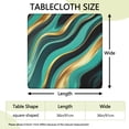 thumbnail image 2 of Teal Gold Marble Pattern Square Fitted Tablecloth with Elastic Edge,Square Table Cover,Washable Elastic Table Cover for Home Kitchen Party Decor 36"x36", 2 of 6