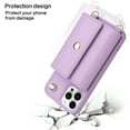thumbnail image 6 of ELEHOLD Crossbody Wallet Case for iPhone 15 Pro Max PU Leather Double Buttons Shockproof Flip Cover with Detachable Shoulder Strap Card Slots Kickstand,Purple, 6 of 9