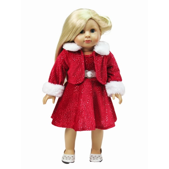 Red Sparkle Dress with Coat For 18 Inch Dolls