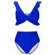 thumbnail image 4 of Trajes de Baño de Mujer de Cintura Alta Cuello en V Ruffle Sólido, Ajuste Apretado Reunión Dividido Conjunto Sexy, 4 of 7