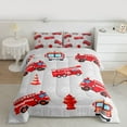 thumbnail image 2 of Feelyou Red Fire Fighter Queen Comforter Set for Teen, Cartoon Truck Car Bedding Sets, Vehicle Theme Reversible Bedding Comforter Set, Lightweight Room Decor, 3 Pieces, 2 of 8