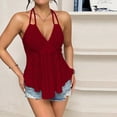 thumbnail image 4 of Lmueinov Halter Tank Tops for Women Sleeveless Ruffle Hem Cami,Backless Tank for Summer Going Out Vacation Wear, 4 of 5