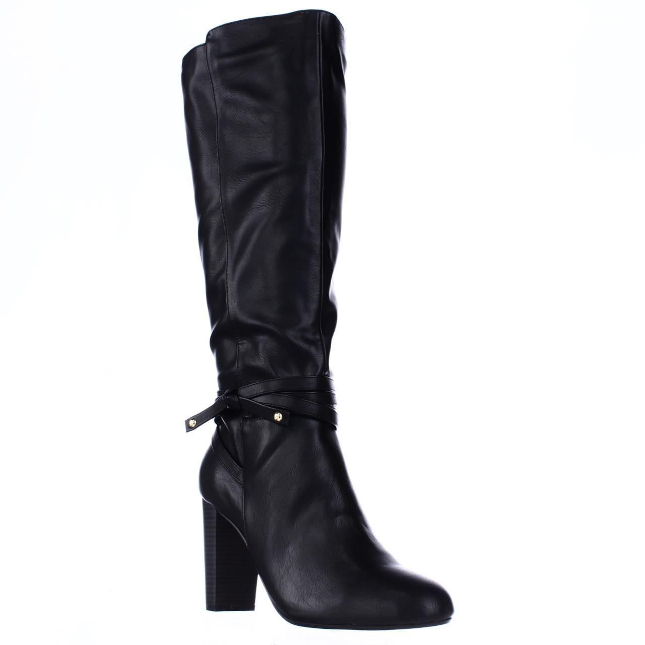 Womens TS35 Aldap Ankle Wrap Knee High Dress Boots Black
