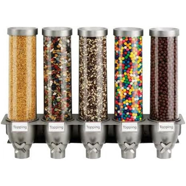 Five Container Ice Cream Topping Candy Wall Mount Dispenser - 1.3 Gallon  Each