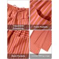 thumbnail image 5 of FEOYA Ladies Casual Pajama Bottoms Wide Leg Women Striped Drawstring Pants Loose Lounge Trousers Low Rise Sleepwear Pants With Pockets L, 5 of 7