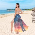 thumbnail image 6 of FORMRS Womens Long Sarong Beach Wrap Semi-Sheer Bikini Skirt Bathing Swimsuit Cover Up, Astronaut at Dawn, 6 of 7