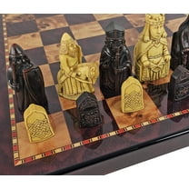 Large Isle of Lewis Chess Set 3 1/4" King with 18" Cherry Color Board