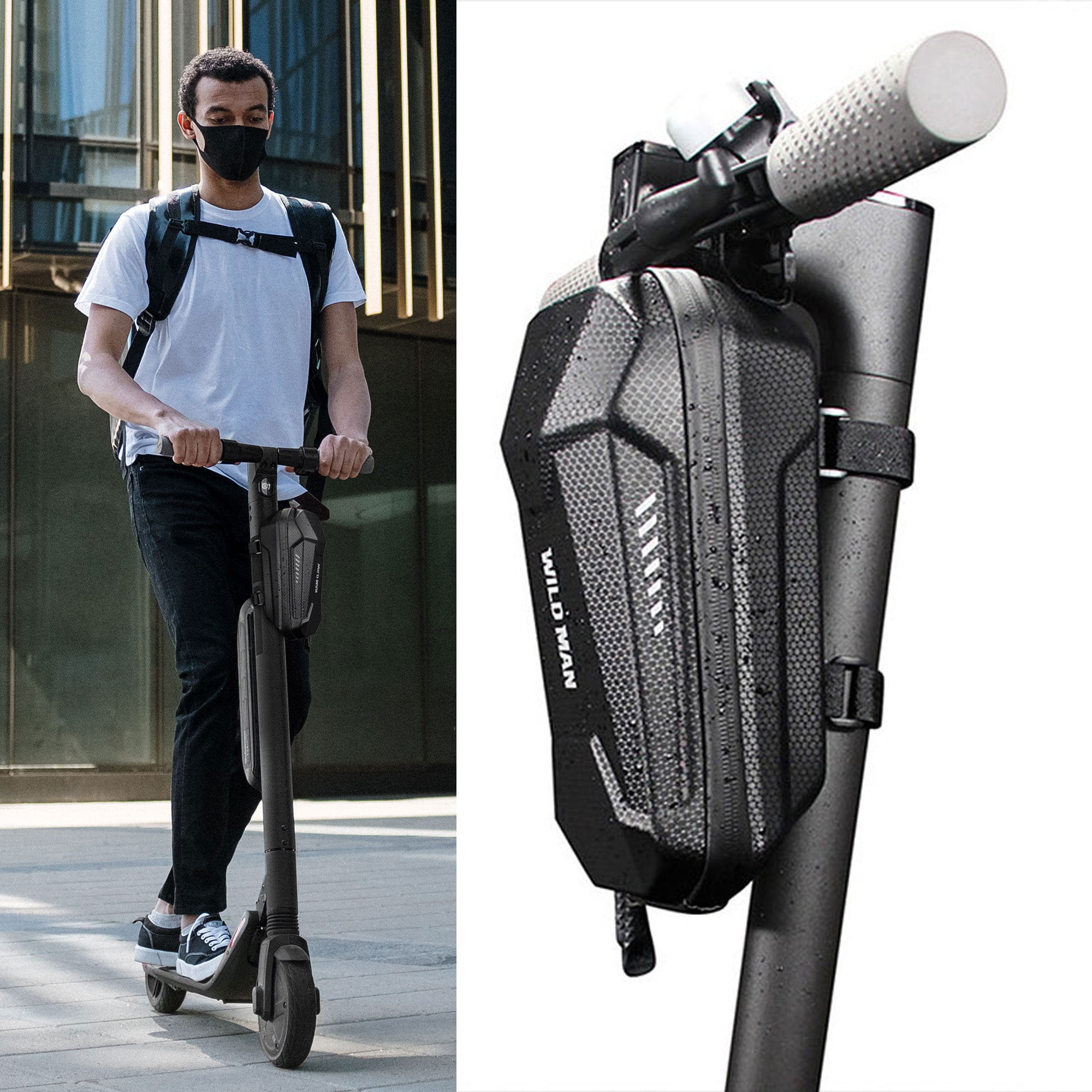 Waterproof Storage Bag Front Hanging Bag Electric Scooter Handlebar EVA Pouch US 