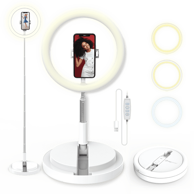 DigiPower The Invisilight 11.3" Foldable Ring Light with 120 LEDs, 10