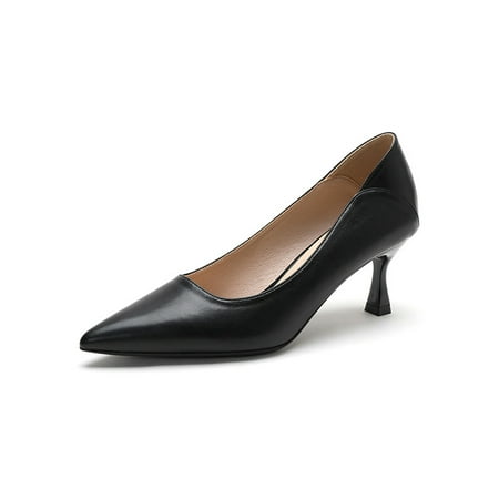 

SIMANLAN Women Dress Pump Slip On Pumps Kitten Work Shoes Womens Lightweight Wedding Shoe Ladies Pointy Toe Mid Heels Black 4cm 4.5