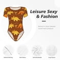 thumbnail image 6 of Naloa Dinosaurs and Leaves Women's Short-Sleeved Onesie, One-Piece Swimsuit for Parties, dates, clubs - Medium, 6 of 9